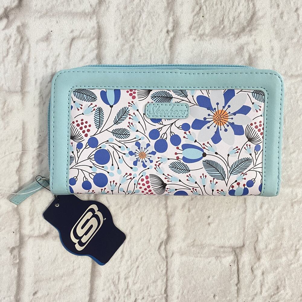 Skechers Women's Flower Power Wallet Purse RFID Vegan Leather Phone Space